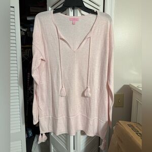 Lilly Pulitzer Light Pink V-Neck Sweater with Tassels
